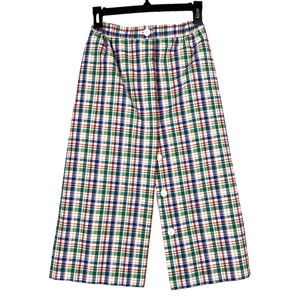VTG Hingham‎ Square Skirt Full Button Pencil Plaid Lined Elastic Waist USA Made - Picture 2 of 10
